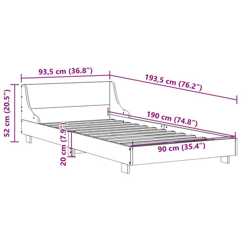 vidaXL Bed Frame without Mattress 90x190 cm Single Solid Wood Pine