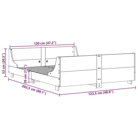 vidaXL Bed Frame without Mattress 120x200 cm Solid Wood Pine