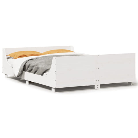 vidaXL Bed Frame without Mattress White 120x190 cm Small Double Solid Wood Pine