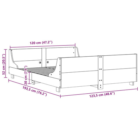 vidaXL Bed Frame without Mattress White 120x190 cm Small Double Solid Wood Pine