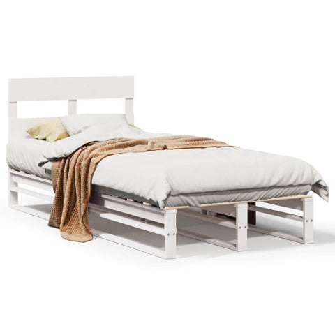 vidaXL Bed Frame without Mattress White 75x190 cm Small Single Solid Wood Pine