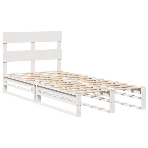 vidaXL Bed Frame without Mattress White 75x190 cm Small Single Solid Wood Pine