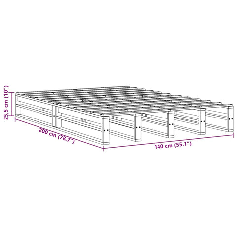 vidaXL Bed Frame without Mattress Wax Brown 140x200 cm Solid Wood Pine