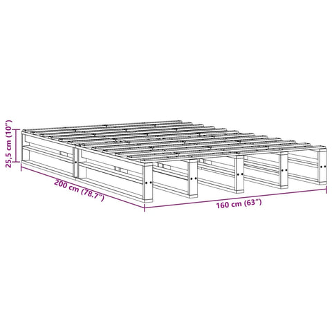 vidaXL Bed Frame without Mattress Wax Brown 160x200 cm Solid Wood Pine