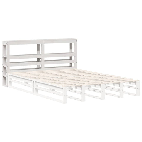 vidaXL Headboard with Shelves White 160 cm Solid Wood Pine