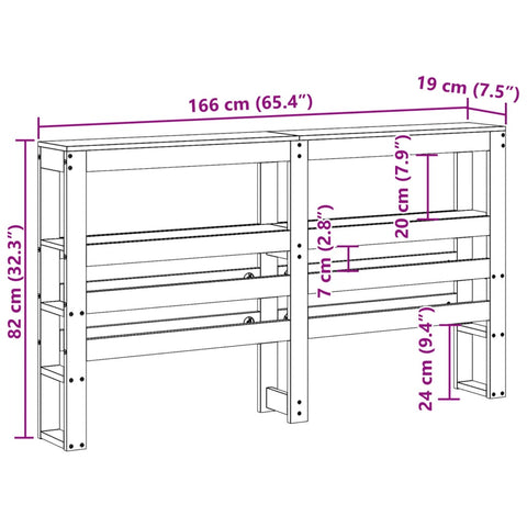 vidaXL Headboard with Shelves White 160 cm Solid Wood Pine