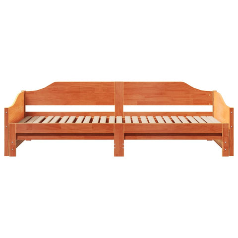 vidaXL Daybed with Trundle without Mattress Wax Brown 90x200 cm Solid Wood