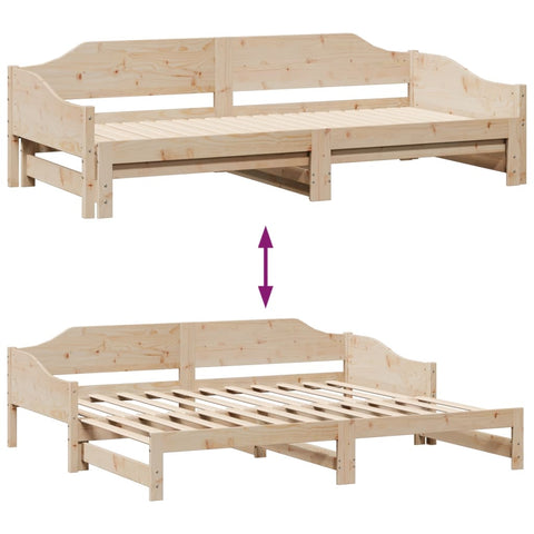 vidaXL Daybed with Trundle without Mattress 90x190 cm Single Solid Wood