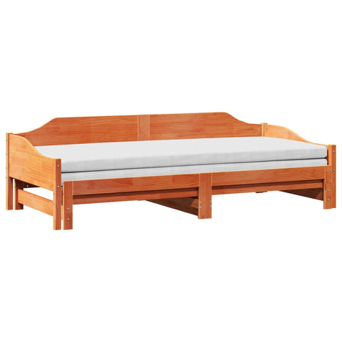 vidaXL Daybed with Trundle without Mattress Wax Brown 90x190 cm Single Solid Wood