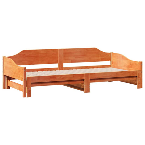 vidaXL Daybed with Trundle without Mattress Wax Brown 90x190 cm Single Solid Wood