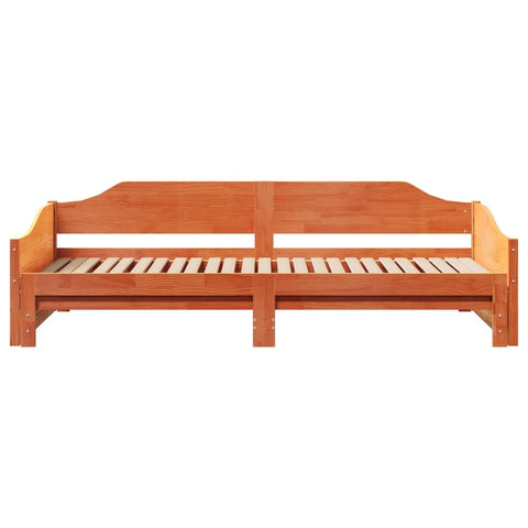 vidaXL Daybed with Trundle without Mattress Wax Brown 90x190 cm Single Solid Wood
