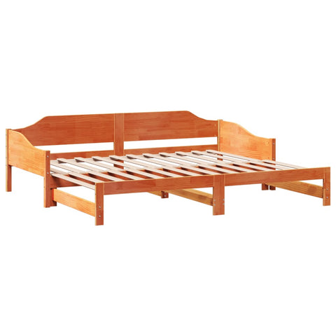 vidaXL Daybed with Trundle without Mattress Wax Brown 90x190 cm Single Solid Wood