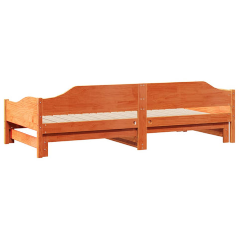 vidaXL Daybed with Trundle without Mattress Wax Brown 90x190 cm Single Solid Wood