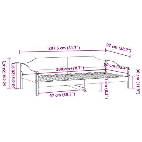 vidaXL Bed Frame without Mattress Wax Brown 90x200 cm Solid Wood Pine