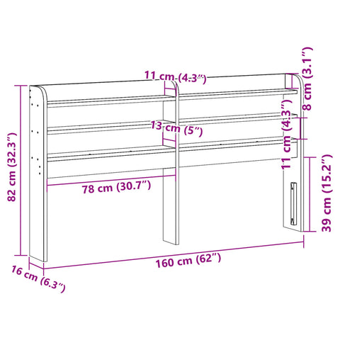 vidaXL Headboard with Shelves White 150 cm Solid Wood Pine