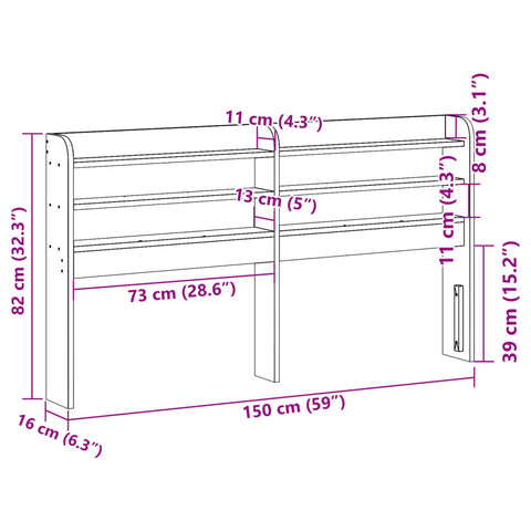 vidaXL Headboard with Shelves White 140 cm Solid Wood Pine