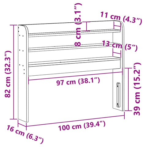 vidaXL Headboard with Shelves 90 cm Solid Wood Pine