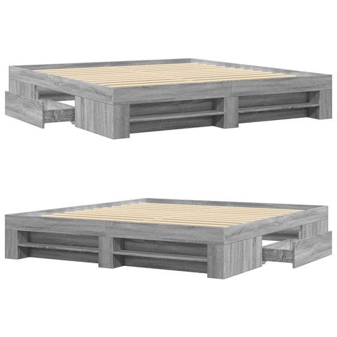 vidaXL Bed Frame without Mattress Grey Sonoma 180x200 cm Super King Engineered Wood