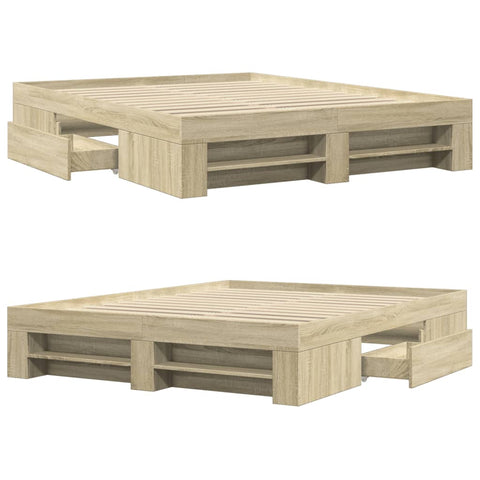 vidaXL Bed Frame without Mattress Sonoma Oak 160x200 cm Engineered Wood