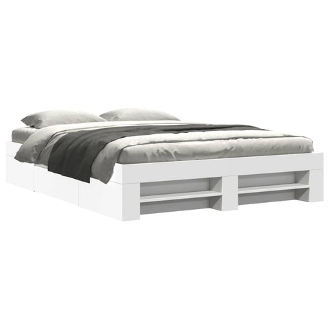vidaXL Bed Frame without Mattress White 150x200 cm King Size Engineered Wood