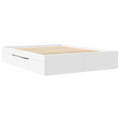 vidaXL Bed Frame without Mattress White 150x200 cm King Size Engineered Wood