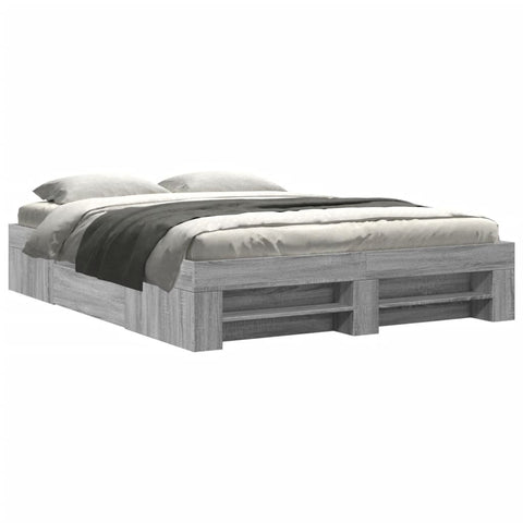 vidaXL Bed Frame without Mattress Grey Sonoma 150x200 cm King Size Engineered Wood