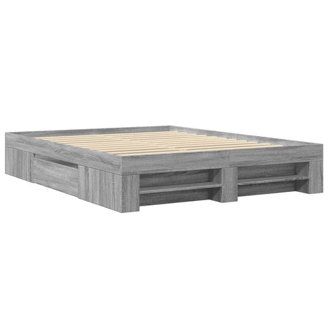 vidaXL Bed Frame without Mattress Grey Sonoma 150x200 cm King Size Engineered Wood