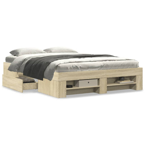 vidaXL Bed Frame without Mattress Sonoma Oak 120x200 cm Engineered Wood