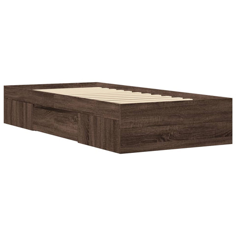 vidaXL Bed Frame without Mattress Brown Oak 100x200 cm Engineered Wood