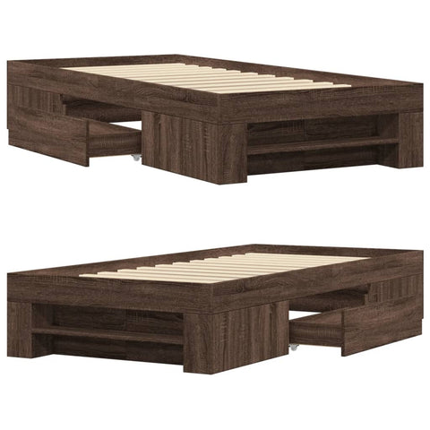 vidaXL Bed Frame without Mattress Brown Oak 100x200 cm Engineered Wood