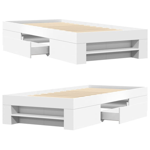 vidaXL Bed Frame without Mattress White 90x200 cm Engineered Wood