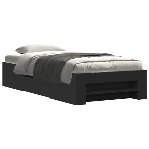 vidaXL Bed Frame without Mattress Black 90x200 cm Engineered Wood