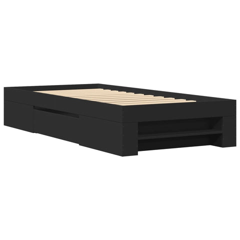 vidaXL Bed Frame without Mattress Black 90x200 cm Engineered Wood