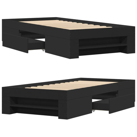 vidaXL Bed Frame without Mattress Black 90x200 cm Engineered Wood
