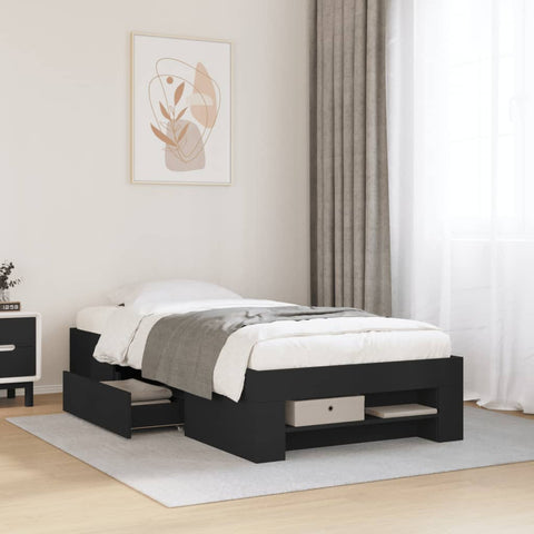 vidaXL Bed Frame without Mattress Black 90x200 cm Engineered Wood