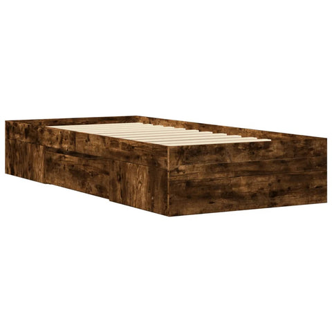 vidaXL Bed Frame without Mattress Smoked Oak 90x200 cm Engineered Wood