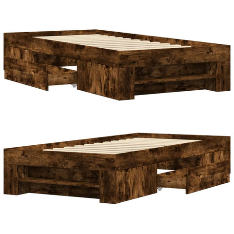 vidaXL Bed Frame without Mattress Smoked Oak 90x200 cm Engineered Wood