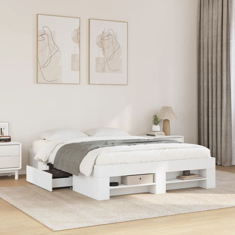 vidaXL Bed Frame without Mattress White 140x190 cm Engineered Wood