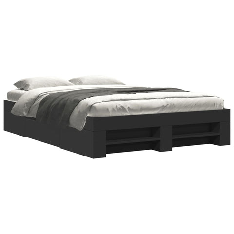 vidaXL Bed Frame without Mattress Black 140x190 cm Engineered Wood