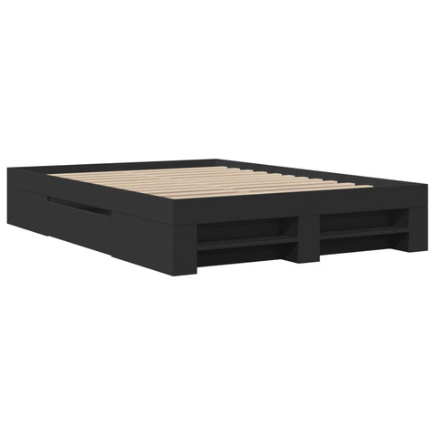 vidaXL Bed Frame without Mattress Black 140x190 cm Engineered Wood