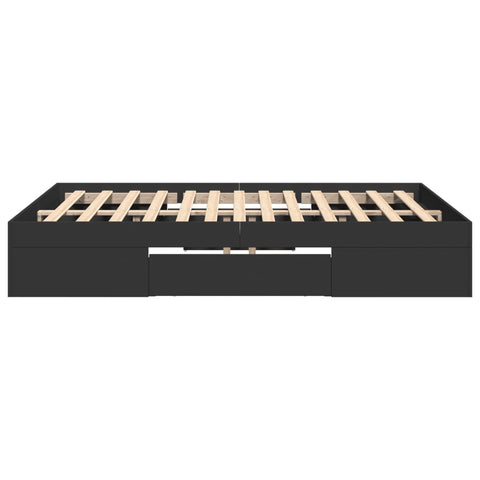 vidaXL Bed Frame without Mattress Black 140x190 cm Engineered Wood