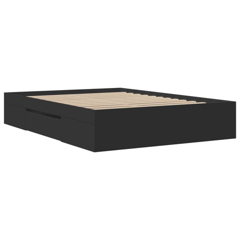 vidaXL Bed Frame without Mattress Black 140x190 cm Engineered Wood