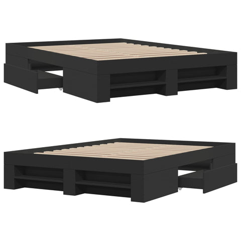 vidaXL Bed Frame without Mattress Black 140x190 cm Engineered Wood