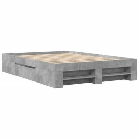 vidaXL Bed Frame without Mattress Concrete Grey 140x190cm Engineered Wood