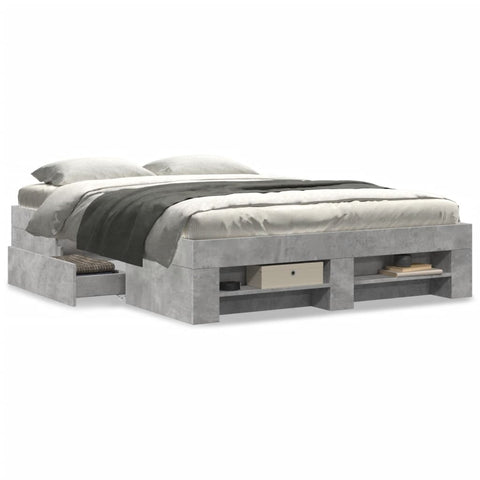 vidaXL Bed Frame without Mattress Concrete Grey 140x190cm Engineered Wood