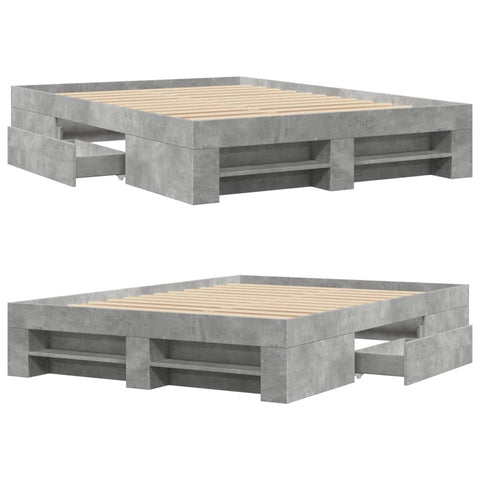 vidaXL Bed Frame without Mattress Concrete Grey 140x190cm Engineered Wood