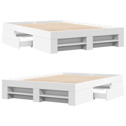 vidaXL Bed Frame without Mattress White 135x190 cm Double Engineered Wood