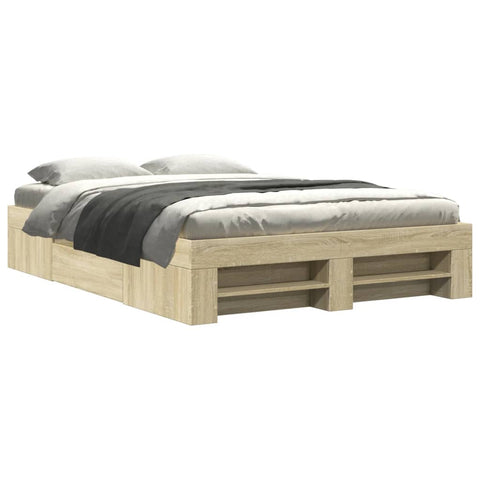 vidaXL Bed Frame without Mattress Sonoma Oak 135x190 cm Double Engineered Wood