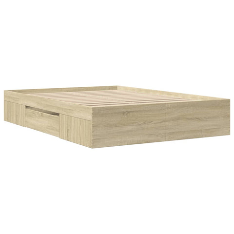 vidaXL Bed Frame without Mattress Sonoma Oak 135x190 cm Double Engineered Wood