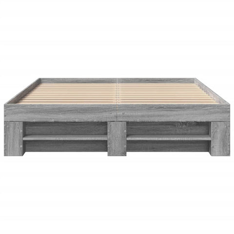 vidaXL Bed Frame without Mattress Grey Sonoma 135x190 cm Double Engineered Wood